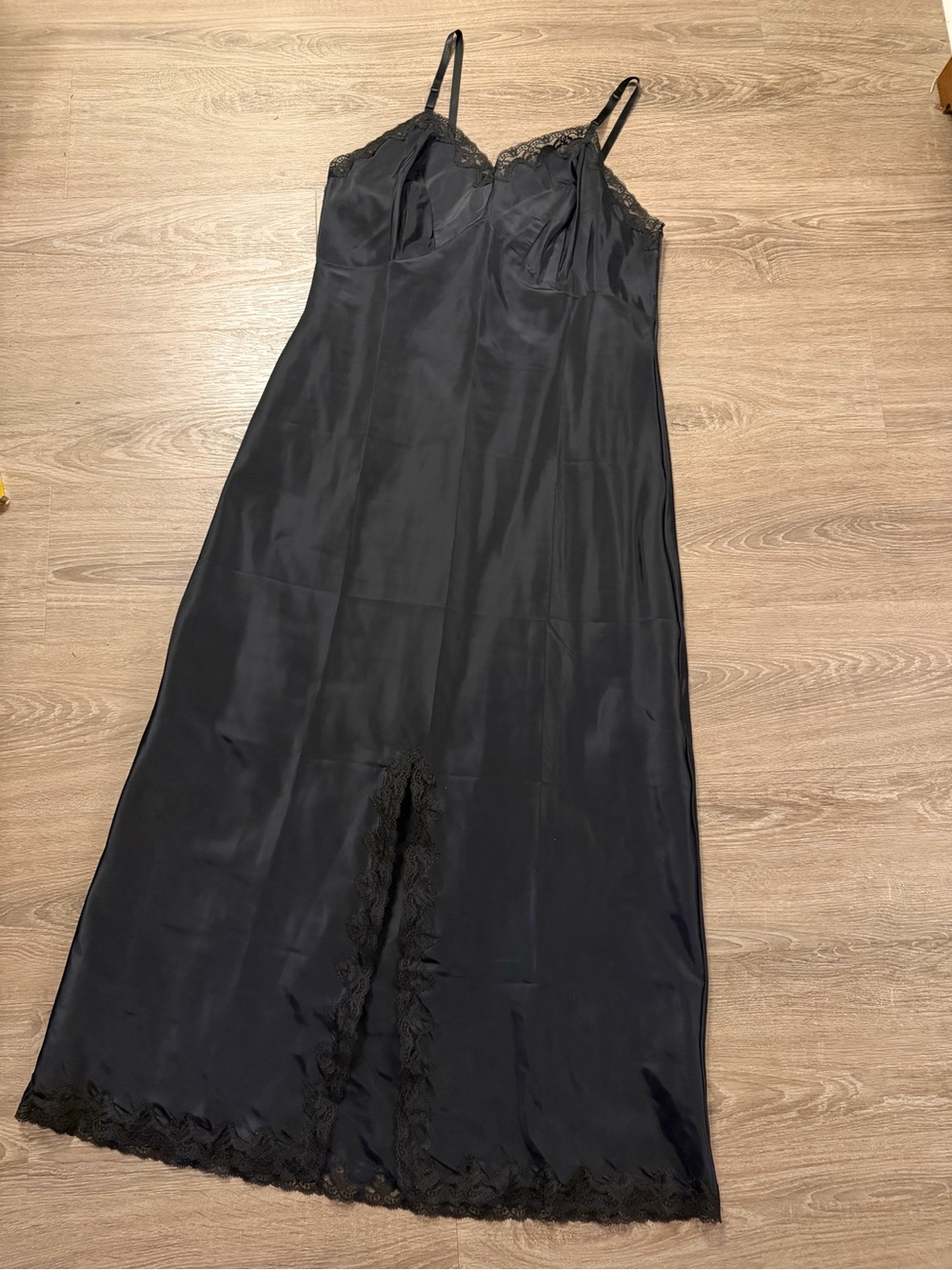 Vintage Black Lace Slip Gown by WonderMaid Sz L XL